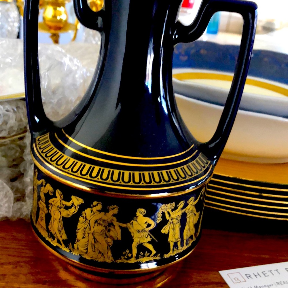 Spyropoulos Greece Vintage 24 K Gold Trim Vase